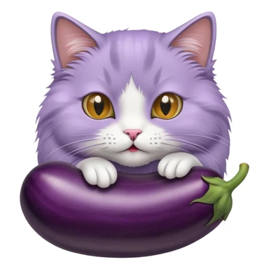 A cat sucking a eggplant sticker