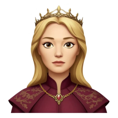 Cinematic Realistic Cersei Lannister Portrait, depicted with lifelike skin texture, subtle rosy undertones, and soft natural lighting that enhances the gentle contours of her face. Her intricately detailed golden blonde hair is elegantly styled , sticker