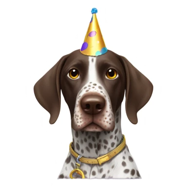 German shorthair with party horn and confetti sticker