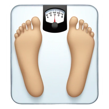 Man’s bare legs and feet on square weight loss scale sticker