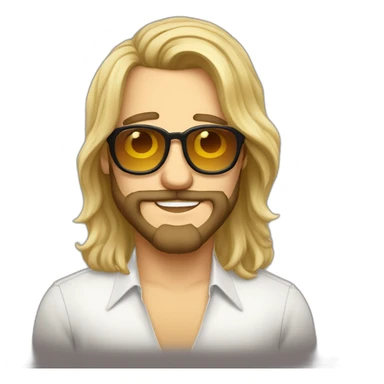 Big lebowsky blond round glasses chaotic beard long hair drink rhum sticker
