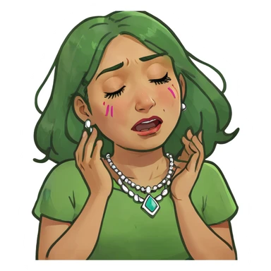 girl crying with hands on her neck  sticker