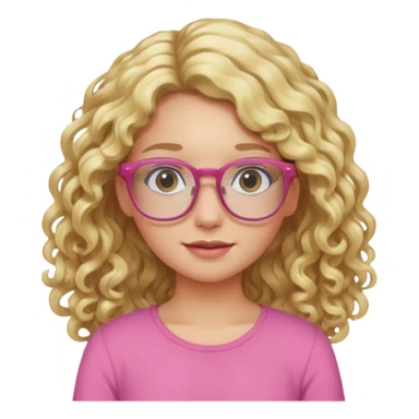 blond girl long curly hair pink top with glasses sticker
