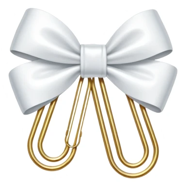 one gold paper clip with a white bow in the middle sticker