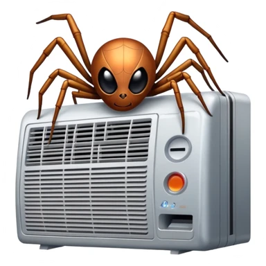 Spider crawling on an air conditioner AC sticker