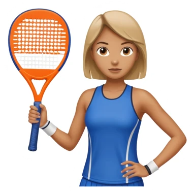 woman serving in padel, focused expression, racket visible sticker