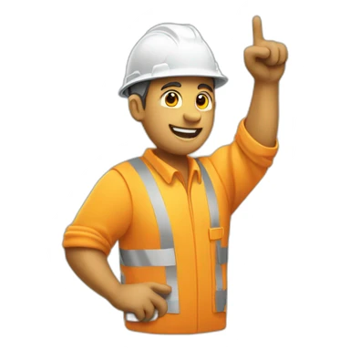 construction worker pointing left upwards sticker