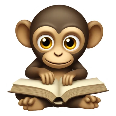 Monkey reading a book sticker