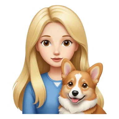 girl with long blond hair with a corgi sticker