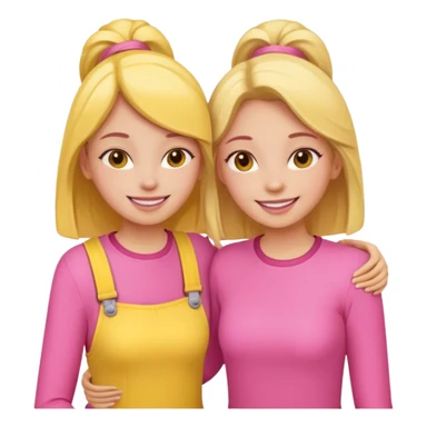 Two girl friends in pink and yellow are supporting each other sticker