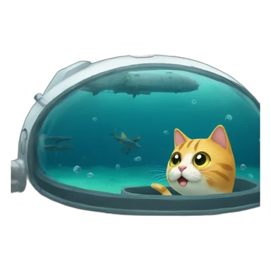 cat in a submarine sticker