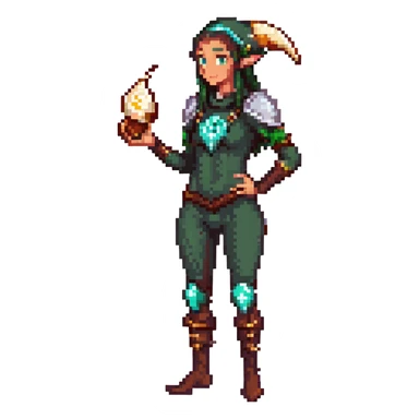 elf female Short wetsuit-style garb, glowing runes on skin, holding a conch horn. sticker