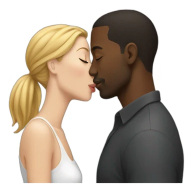 black man kissing a white women sticker