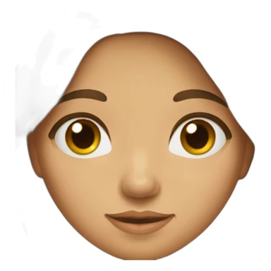 A young girl of Algerian origin with a round head, long brown hair and a small chin. sticker
