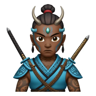 alien mayan ancient samurai with tatooed sticker