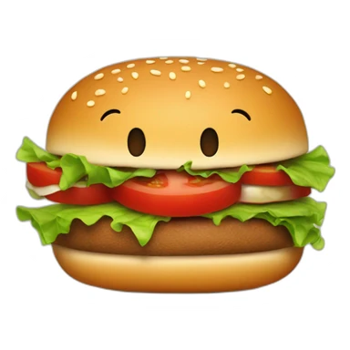 Un burgers qui mange une tomate sticker