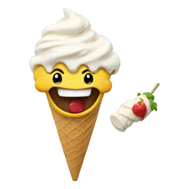 smiley eating ice cream sticker