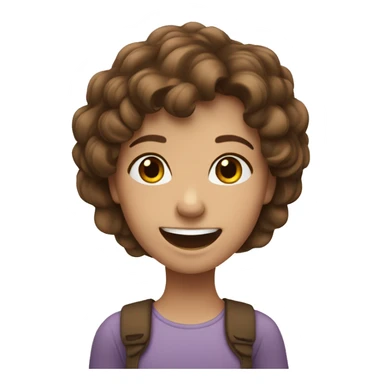 happy girl with brown hair sticker