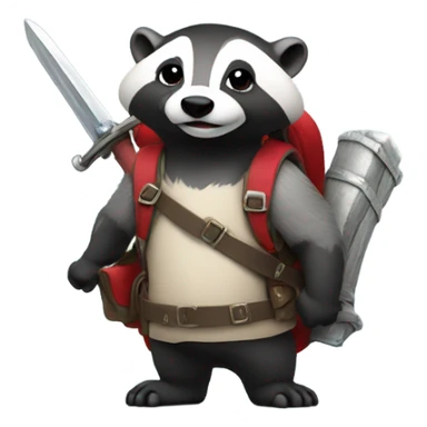 Badger with a sword and backpack sticker