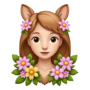 Adult Cute human like fawn with flowers sticker
