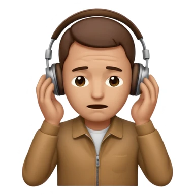Male emoji with head phone holding both hands listening looks like sad looking down crying  sticker