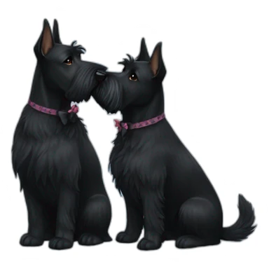 Two black Scottish terrier kissing sticker
