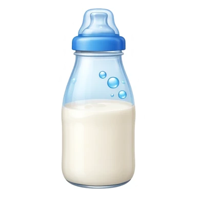 baby Milk bottle with blue cap and bubbles sticker