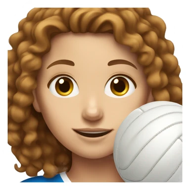 White girl with brown curly hair playing volleyball sticker