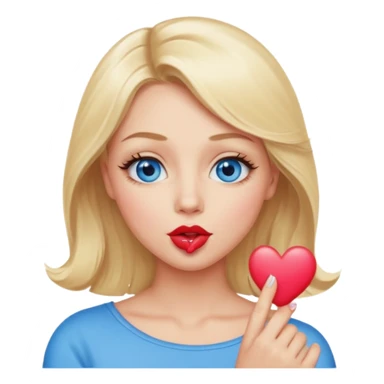 Une femme blonde yeux bleus qui envoi un bisous sticker