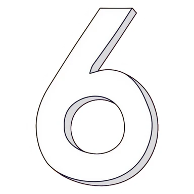 Number 6 on a yellow volumetric background sticker