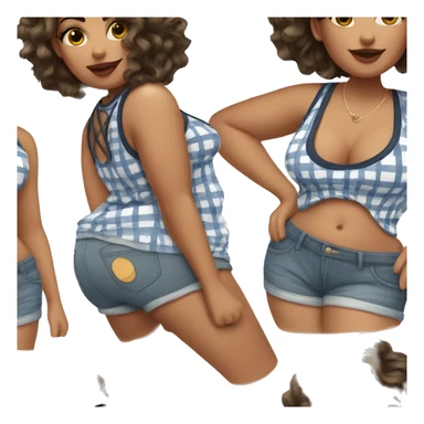 Curvy latina with plaid shorts and a striped top  sticker