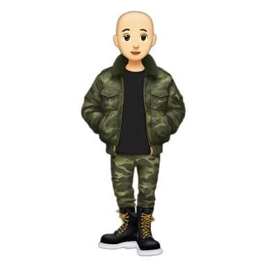 skinhead with ma-1 bimber jacket camo pants and 10 hole doc martens sticker