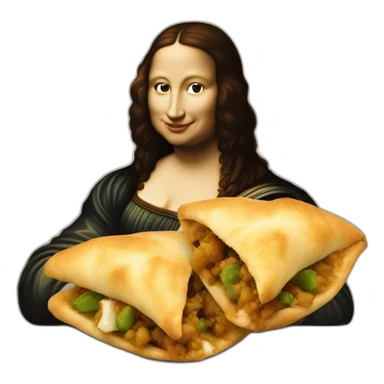 Mona Lisa eating samosa sticker