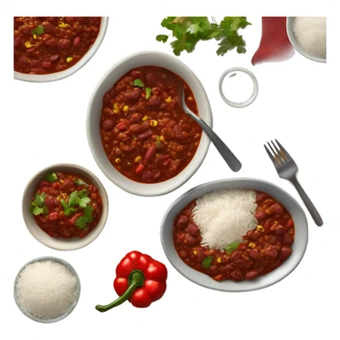 Bowl of chili con carne with rice on the side  sticker