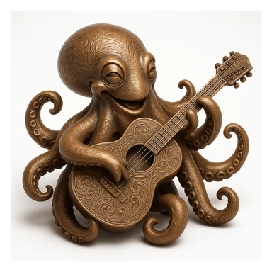 happy octopus with multiple arms playing guitar sticker