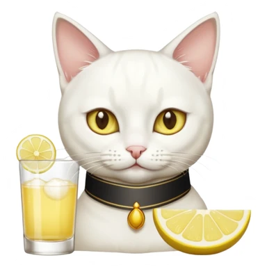 White Cat drinking tequila  With lemon and salt  sticker