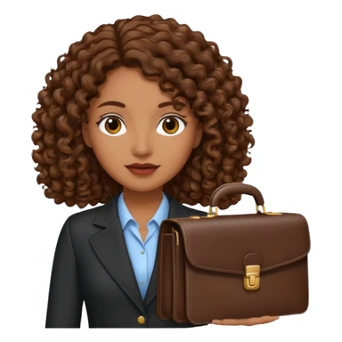 brown curly/wavy haired woman holding a briefcase  sticker