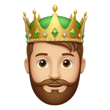 Create a cartoon-style emoji of Gaspar, one of the Three Wise Men. Only show his face and crown. He has a gentle smile, brown beard, and a green and gold crown with jewels. Make it colorful, simple, and suitable as an emoji. sticker