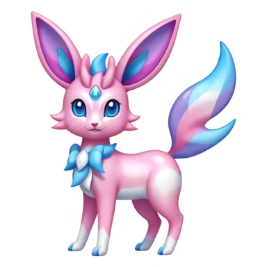 Shiny Exotic Colorful Ethereal Sparkly Sylveon-Amaura-Aurorus-Fakémon-hybrid-creature (full body)  sticker