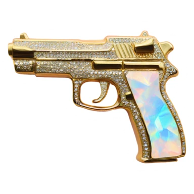 opal crystal rhinestone gold gun sticker