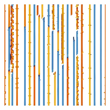 vertical line of fire, extending up and down, orange and yellow sticker