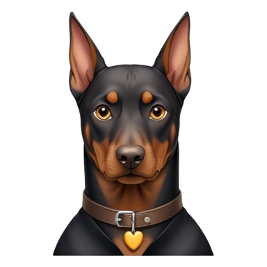 Doberman wearing a collar sticker