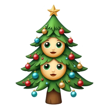 Christmas tree with cute eyes  sticker