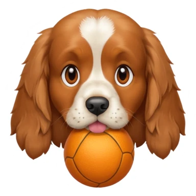 A orange roan cocker spaniel with a ball in its mouth  sticker