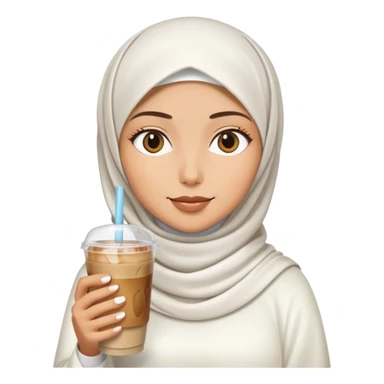 White hijab girl and iced coffee sticker