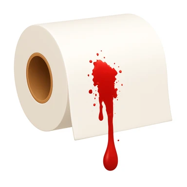 Modify the emoji style image of a toilet paper towel to have a bit more visible blood, but not exaggerated. Keep the emoji style look consistent. sticker