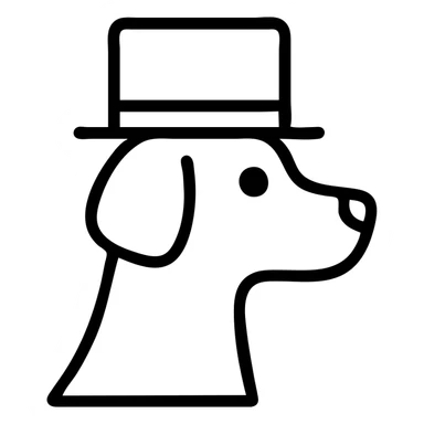dog with a tophat, minimal outlined icon, clean lines sticker