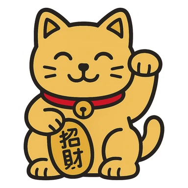 Gold Chinese lucky cat in a flat toon style  sticker