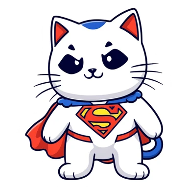 super man cat with black fur sticker