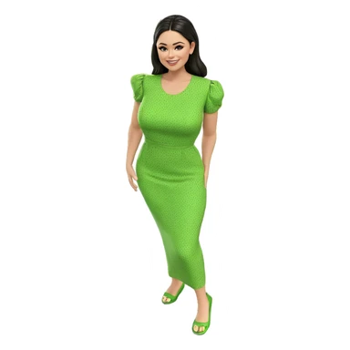 smiling girl in green dress sticker